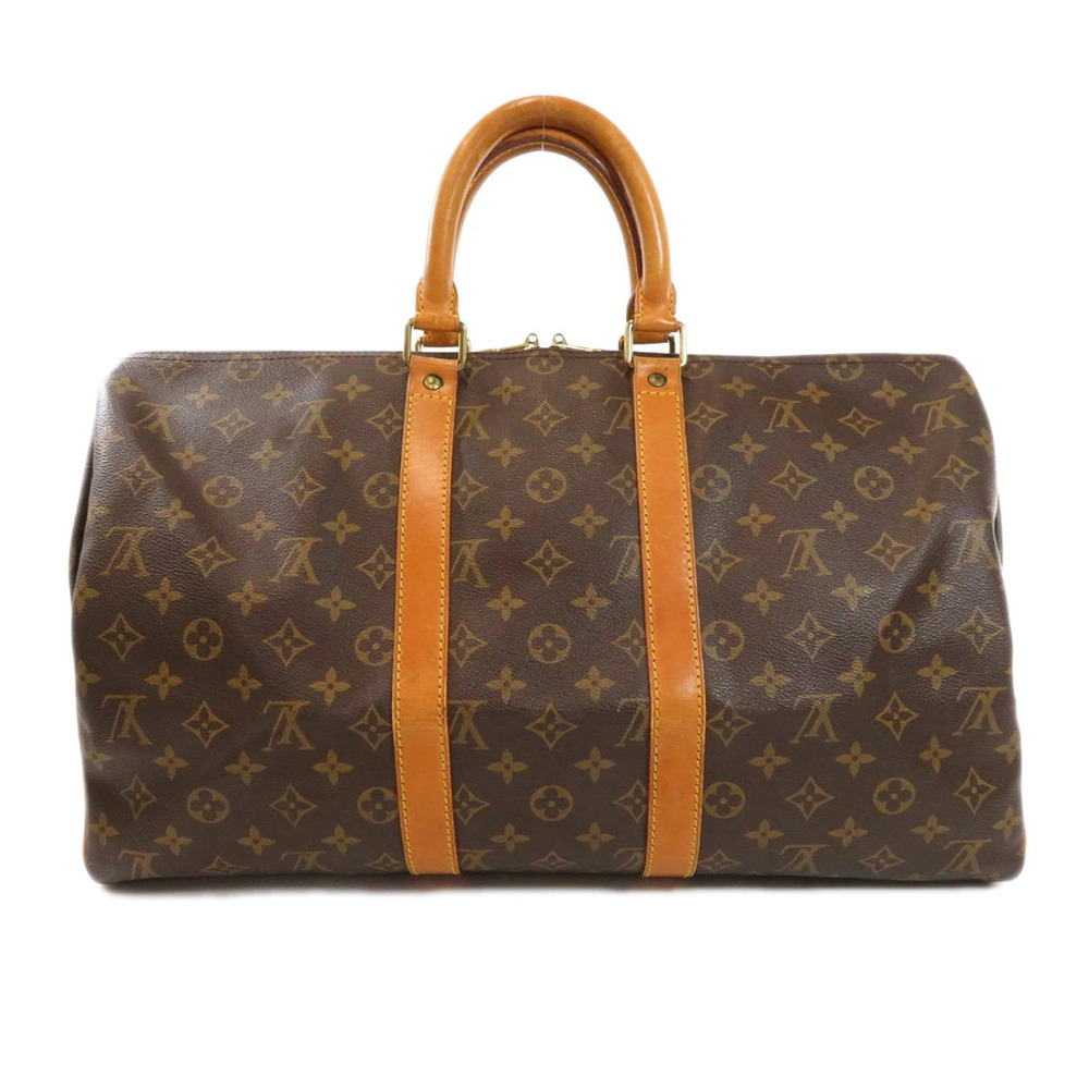 Louis Vuitton Monogram Bag Canvas Keepall Boston Brown